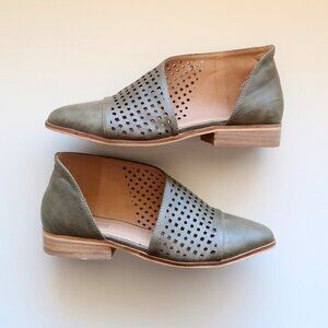 Catherine Malandrino Roffe Army Green D'Orsay Asymmetrical Slip-on Flats / Shoes